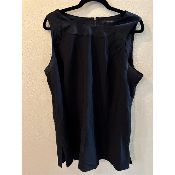Lane Bryant Plus Size 16 Tank Top Blouse Black Chiffon Zipper Back - Picture 1 of 6